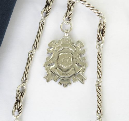 fig 1. Antique silver double watch chain / necklace