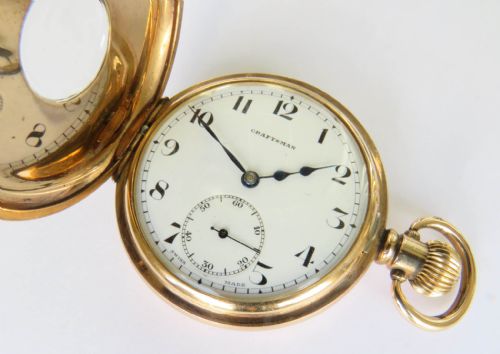 fig 2. 1930s Craftsman half hunter pocket watch, Cyma