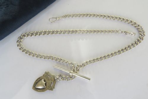 1930S SILVER POCKET WATCH CHAIN NECKLACE - ADDITIONAL PHOTO 1