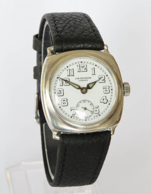 fig 1. Gents silver Cyma wrist watch, J W Benson, 1937