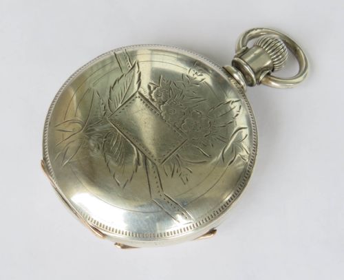 fig 1. Antique Waltham silver full hunter pocket watch, 1888.