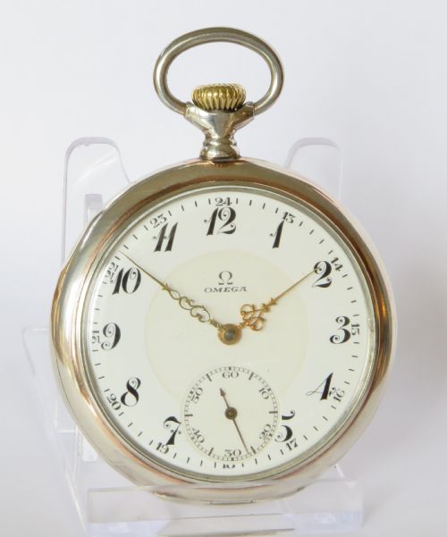 fig 1. Antique silver Omega pocket watch, 1930