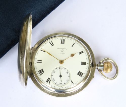 fig 1. Antique silver Rotherhams full hunter pocket watch, 1927
