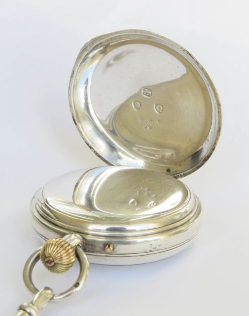 fig 1. Antique English silver pocket watch and chain