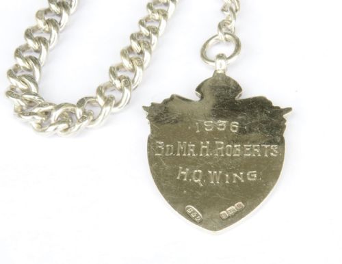 ANTIQUE SILVER WATCH CHAIN KINGS REGIMENT FOB - ADDITIONAL PHOTO 2
