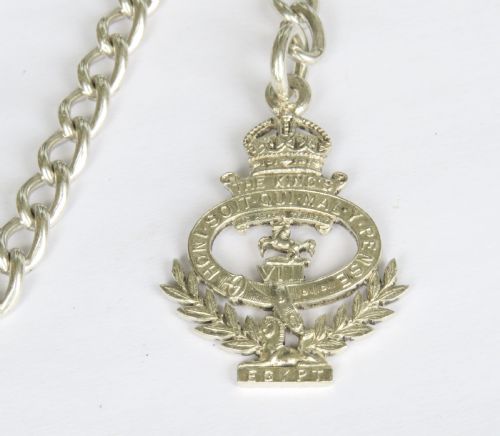 fig 1. Antique silver watch chain and military fob