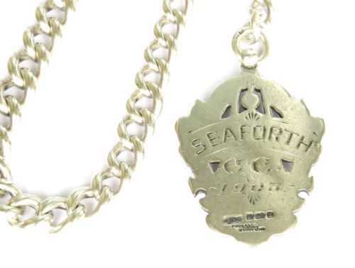 ANTIQUE SILVER POCKET WATCH CHAIN CRICKET FOB - ADDITIONAL PHOTO 2