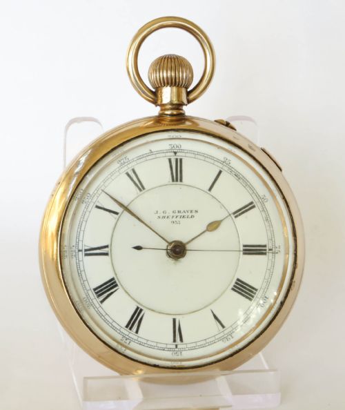 fig 1. J G Graves centre seconds chrono pocket watch, c1900