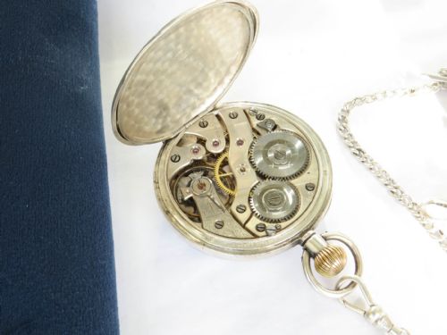 ANTIQUE SILVER ELECTA POCKET WATCH AND CHAIN - ADDITIONAL PHOTO 3
