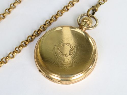 1930S RECORD TRENTON POCKET WATCH AND CHAIN - ADDITIONAL PHOTO 4