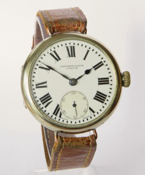 fig 1. Gents ‘The Turret’ large trench watch, Lawrence & Mayo, London