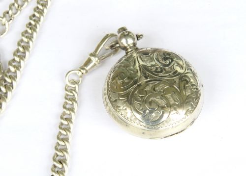 fig 1. Antique silver watch chain and sovereign holder