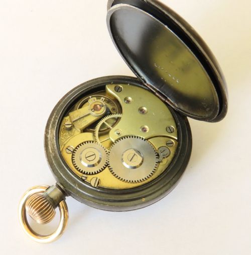 ANTIQUE GUN METAL OMEGA POCKET WATCH C1900 - ADDITIONAL PHOTO 3