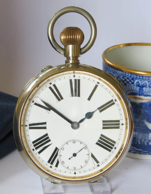 ANTIQUE OMEGA 8DAY GOLIATH POCKET WATCH SUPER CONDITION - ADDITIONAL PHOTO 1
