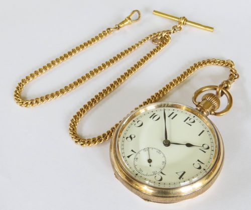 1920S PIONEER OPEN FACED POCKET WATCH AND CHAIN - ADDITIONAL PHOTO 1