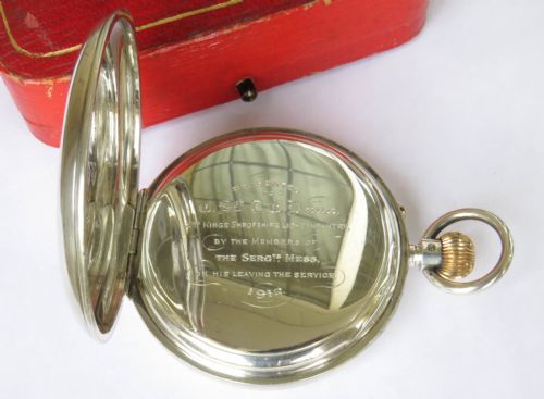 fig 2. Antique silver J W Benson pocket watch, military