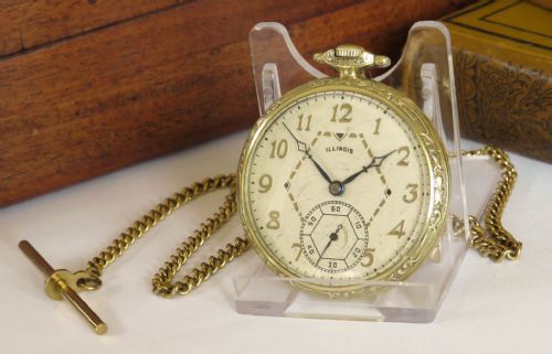 Antique 1927 Illinois Pocket Watch and Chain