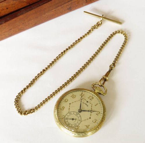 fig 1. Antique 1927 Illinois pocket watch and chain