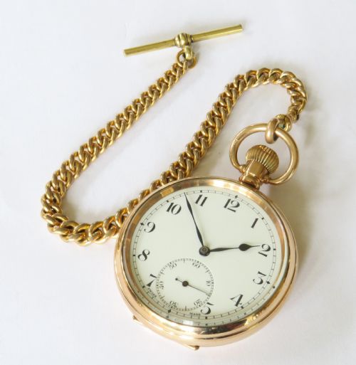 ANTIQUE 1920S SYREN POCKET WATCH AND CHAIN - ADDITIONAL PHOTO 1