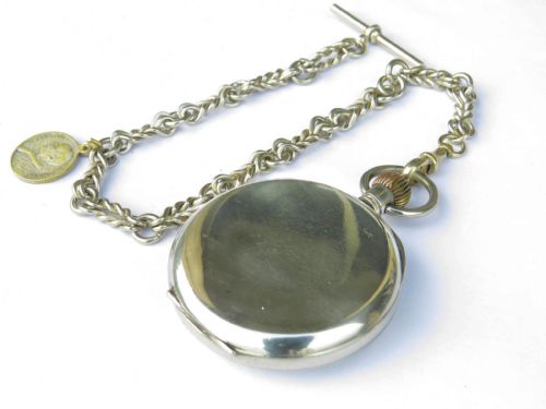 ANTIQUE DOXA POCKET WATCH AND CHAIN - ADDITIONAL PHOTO 4