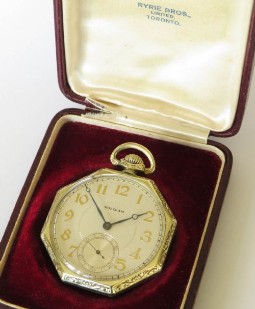 fig 1. Antique Waltham Art Deco pocket watch, 1924