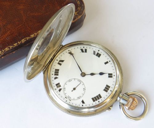 fig 2. Silver half hunter Longines pocket watch for J W Benson