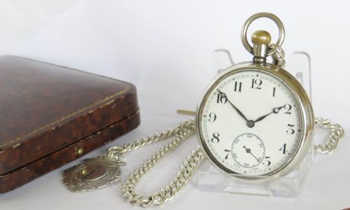 Swiss Silver Pocket Watch and Chain