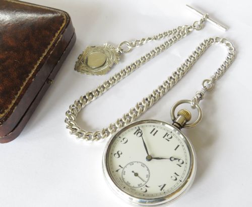 fig 2. Swiss silver pocket watch and chain
