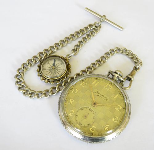 ART DECO POCKET WATCH CHAIN AND COMPASS - ADDITIONAL PHOTO 1