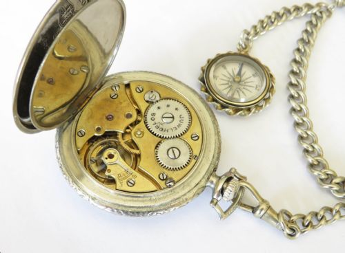 ART DECO POCKET WATCH CHAIN AND COMPASS - ADDITIONAL PHOTO 3