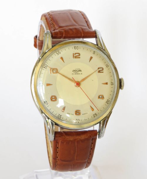 GENTS 1940S JUMBO ENICAR WRIST WATCH - ADDITIONAL PHOTO 1