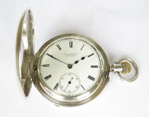 fig 1. Antique silver half hunter pocket watch, Arbroath