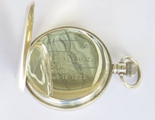 ANTIQUE SILVER HALF HUNTER POCKET WATCH 1922 - ADDITIONAL PHOTO 3