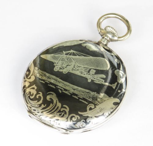 fig 1. Antique niello pocket watch by Rigi