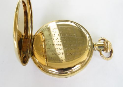 1930S HALF HUNTER POCKET WATCH FOLKESTONE FISHERMEN - ADDITIONAL PHOTO 1
