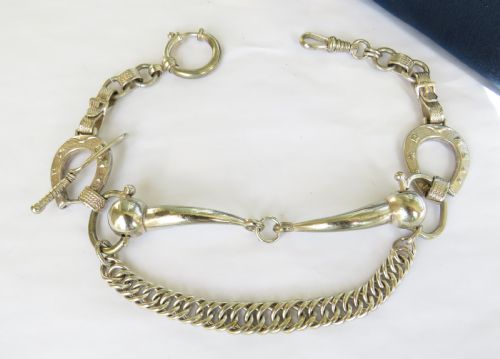 Unusual Horse Riding Equestrian Pocket Watch Albert Chain