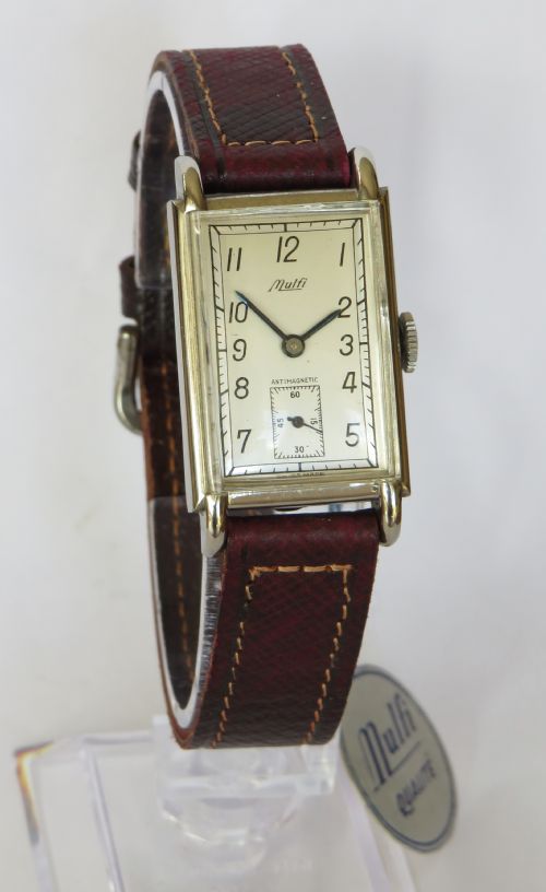 fig 1. Mid-size Mulfi 1940s Art Deco wrist watch