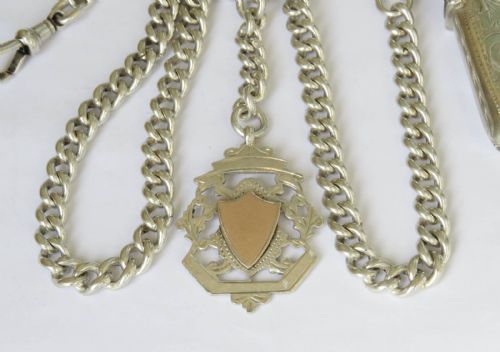 ANTIQUE SILVER WATCH CHAIN AND VESTA - ADDITIONAL PHOTO 3