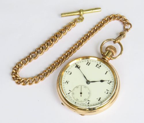1930S CYMA STEM WINDING POCKET WATCH AND CHAIN - ADDITIONAL PHOTO 1