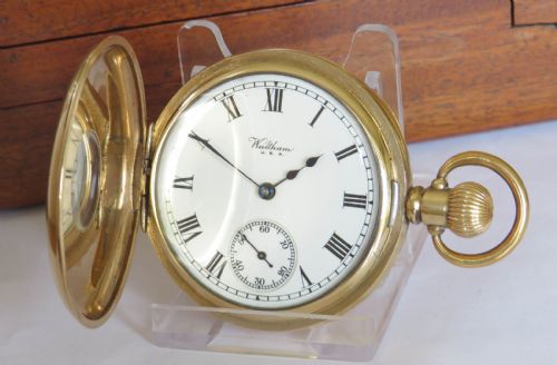 ANTIQUE WALTHAM HALF HUNTER POCKET WATCH 1919 - ADDITIONAL PHOTO 1