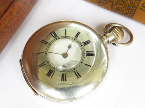 fig 2. Antique silver Longines half hunter pocket watch, J W Benson