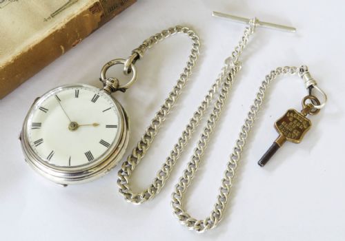 fig 1. Antique silver Coventry pocket watch & chain