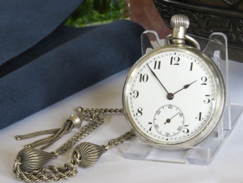 1920s Silver Satisfaction Pocket Watch and Chain