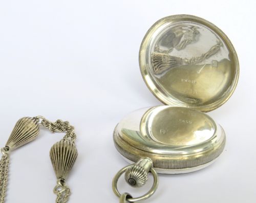 fig 2. 1920s silver Satisfaction pocket watch and chain