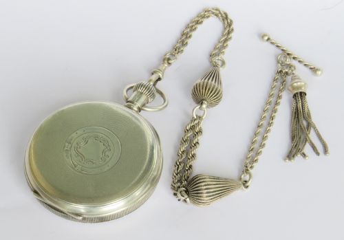fig 3. 1920s silver Satisfaction pocket watch and chain