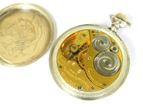 ANTIQUE SILVER ELGIN POCKET WATCH AND CHAIN - ADDITIONAL PHOTO 1