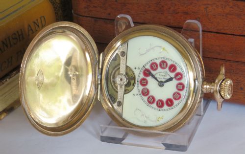 ANTIQUE HEBDOMAS PATENT FULL HUNTER POCKET WATCH