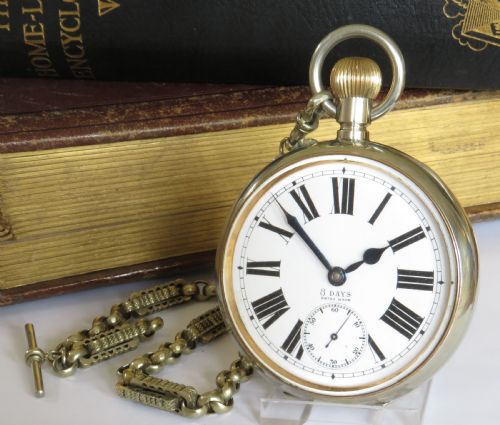 ANTIQUE GOLIATH OMEGA POCKET WATCH AND CHAIN