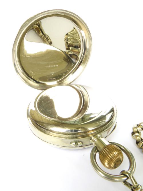 ANTIQUE GOLIATH OMEGA POCKET WATCH AND CHAIN - ADDITIONAL PHOTO 2