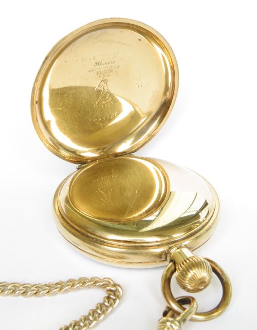 1930S SWISS OPEN FACED POCKET WATCH AND CHAIN - ADDITIONAL PHOTO 1
